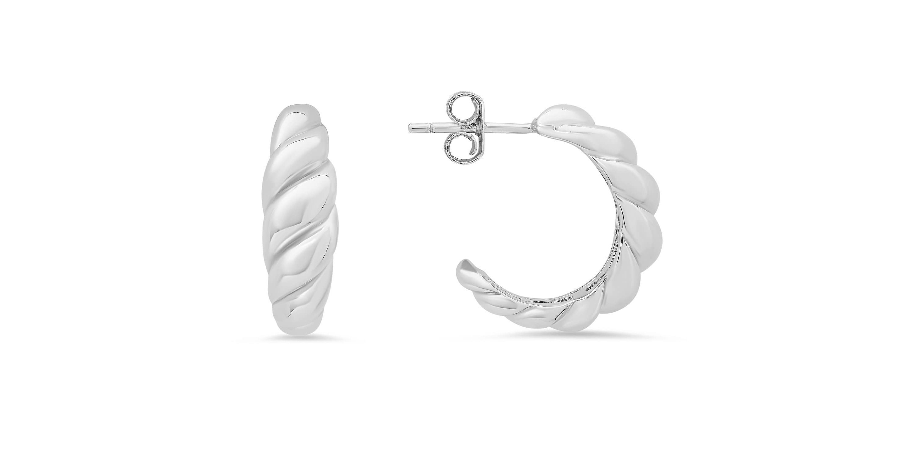 Sterling Silver Chunky Shrimp Hoop Earrings