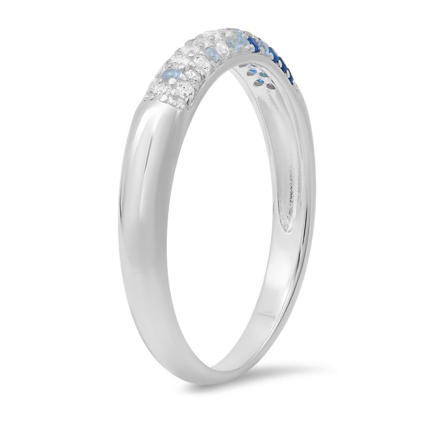 Sterling Silver Petite Blue Ombre Pave Band Ring