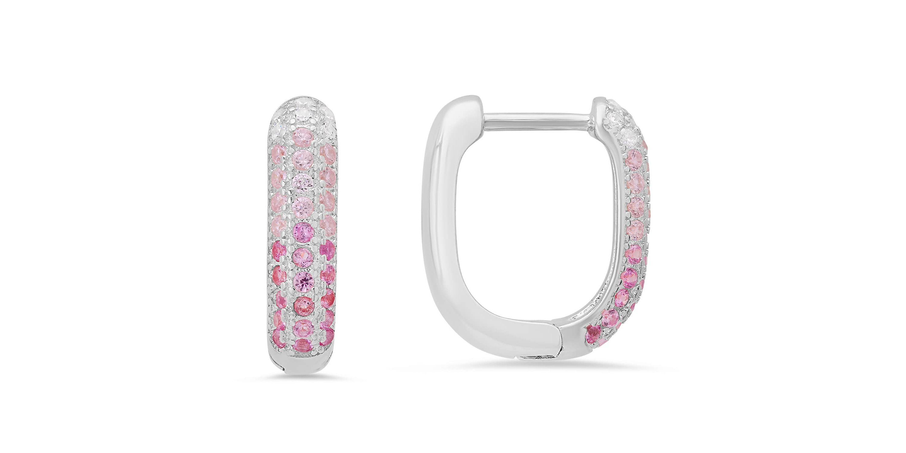 Sterling Silver Pink Ombre U Shaped Hoop Earrings