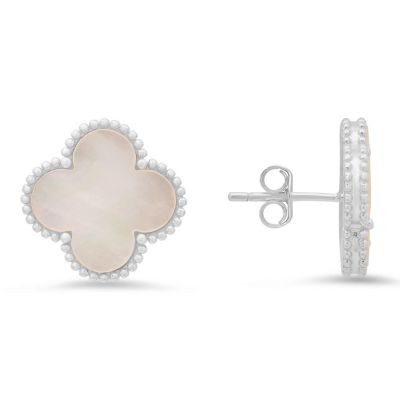 Kylie Harper Sterling Silver Mother of Pearl Clover Stud Earrings