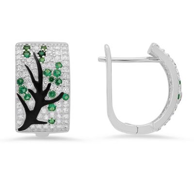 Kylie Harper Sterling Silver Tree of Life Hoop Earrings