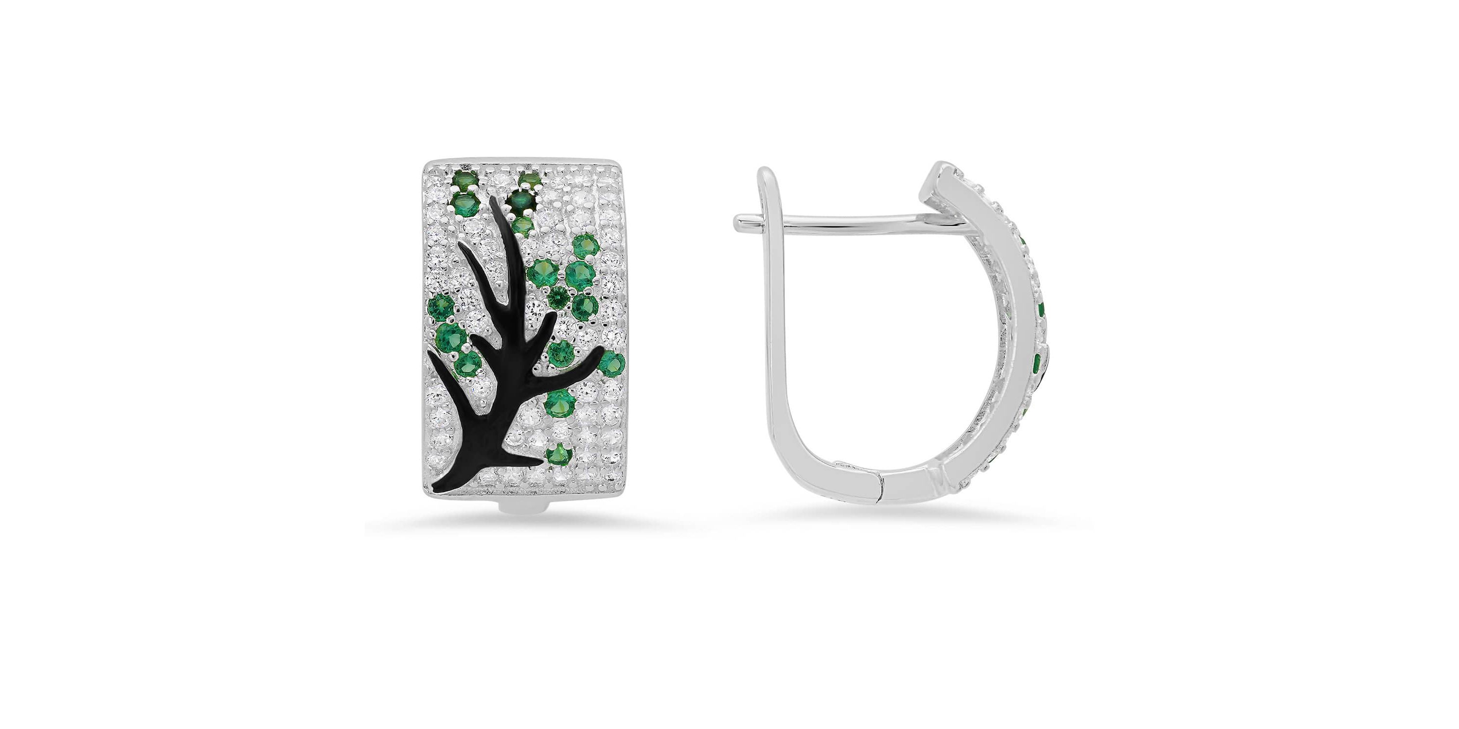 Sterling Silver Tree of Life Hoop Earrings