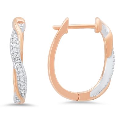 Kylie Harper Sterling Silver Two-Tone CZ Swirl Hoop Earrings