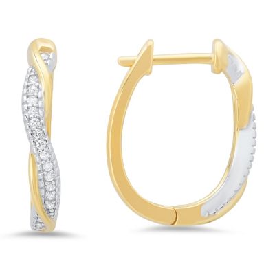 Kylie Harper Sterling Silver Two-Tone CZ Swirl Hoop Earrings, Yellow