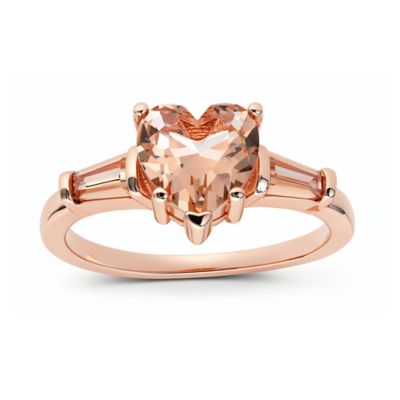 Kylie Harper 14K Rose Gold Over Silver Heart & Baguette-cut Morganite CZ Ring