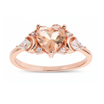 Kylie Harper 14K Rose Gold Over Silver Heart-cut Morganite CZ Celestial Ring