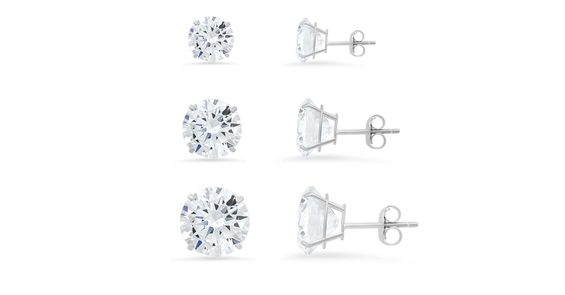 Lab Created Sterling Silver Set of 3 Round-cut CZ Earring Set