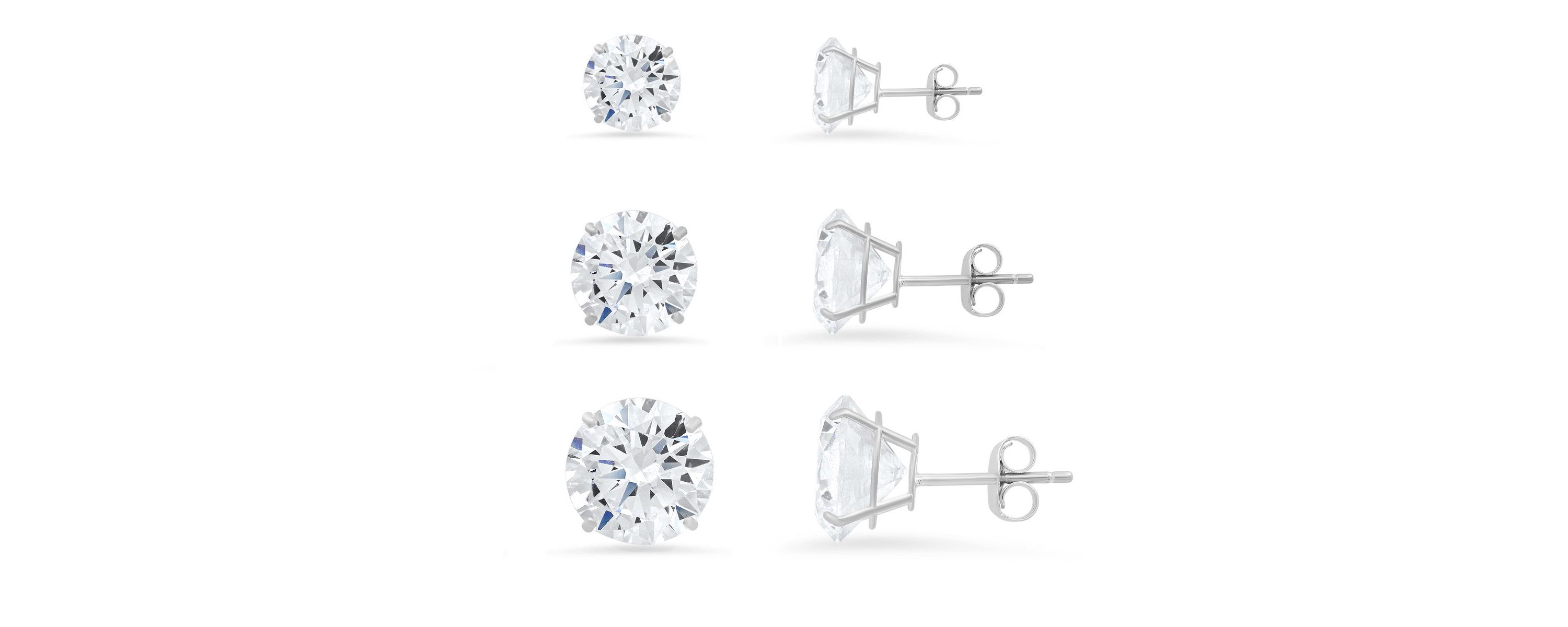 Lab Created Sterling Silver Set of 3 Round-cut CZ Earring Set