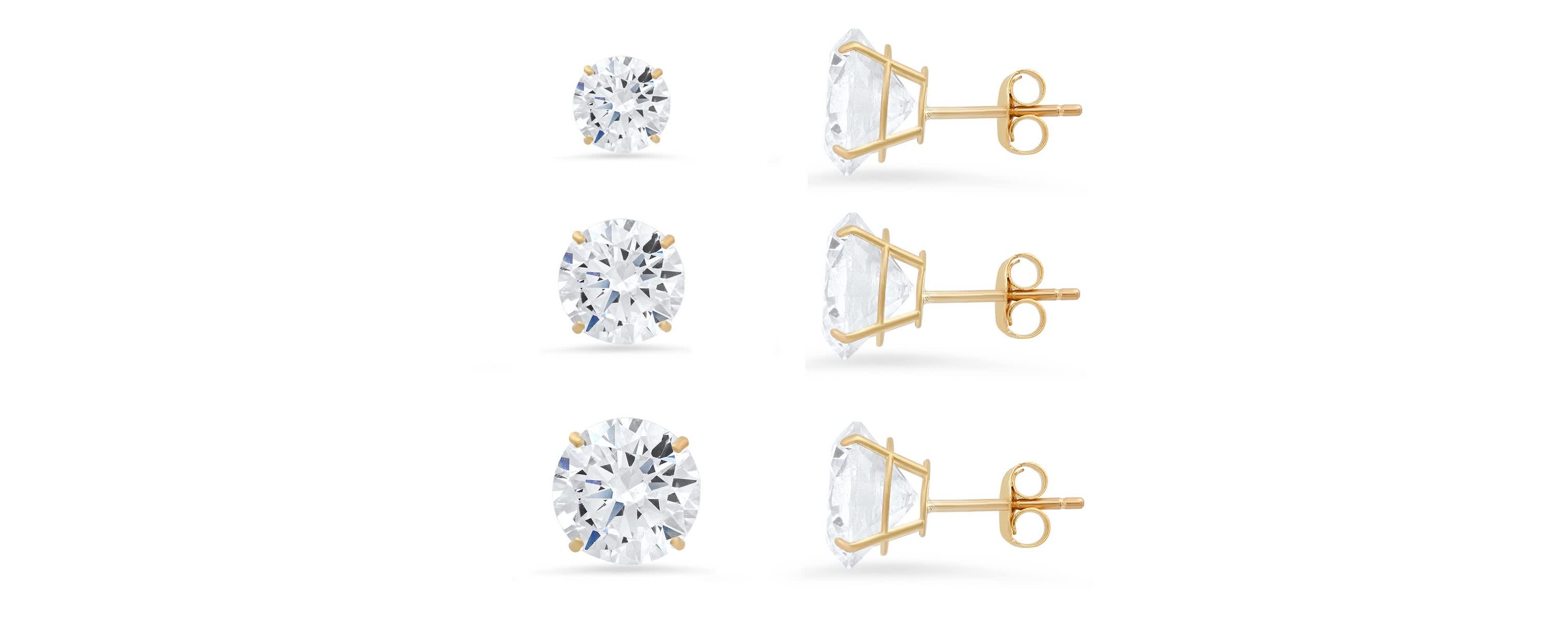 Sterling Silver 3pc Round CZ Set Earrings