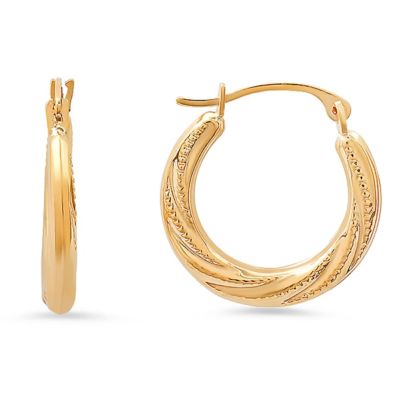 Kylie Harper 10k Yellow Gold 17mm Diamond-cut Swirl Huggy Hoop Earrings