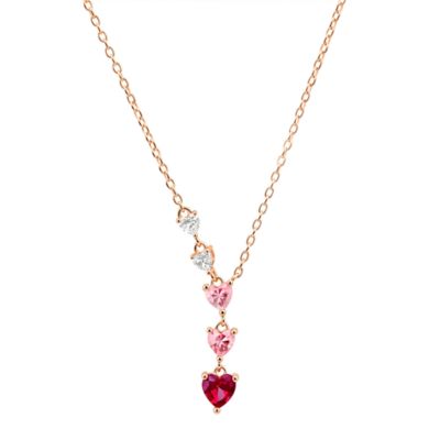 Kylie Harper Sterling Silver Pink Ombre Graduating Heart Y Necklace, Gold