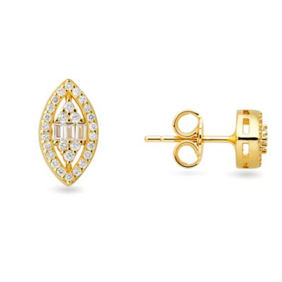 Kylie Harper Sterling Silver Multi-cut Marquise Halo Stud Earrings