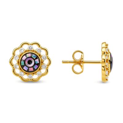 Kylie Harper Sterling Silver Mosaic Abalone Pearl Floral Stud Earrings, Gold