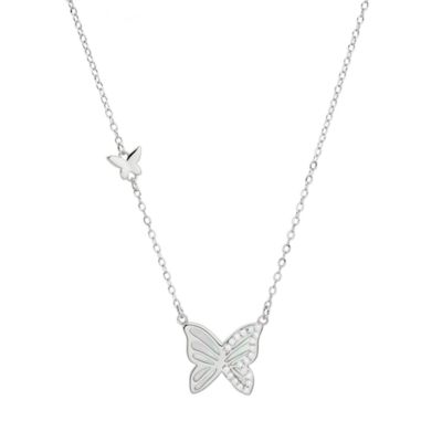 Kylie Harper Sterling Silver Mother Of Pearl Butterfly Station Adjustable Necklace