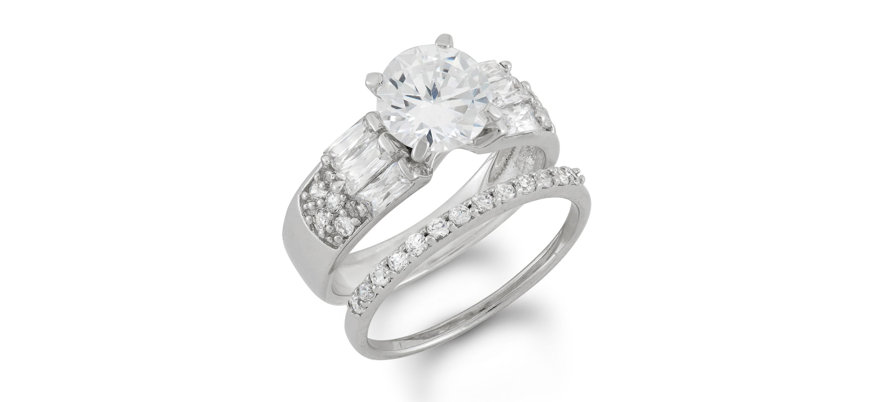 Lab Created Sterling Silver White Cz Halo Stackable Ring