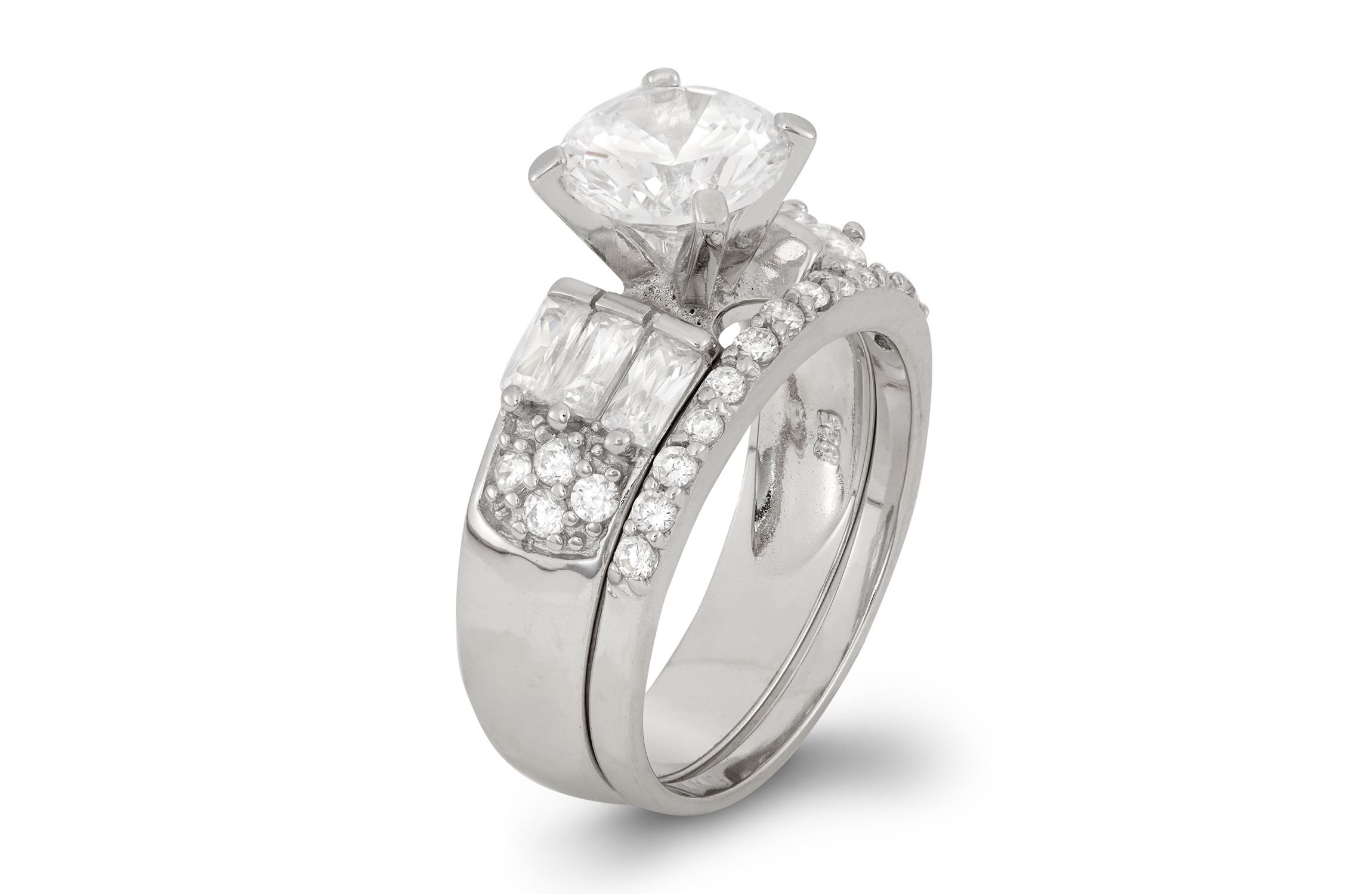 Lab Created Sterling Silver White Cz Halo Stackable Ring