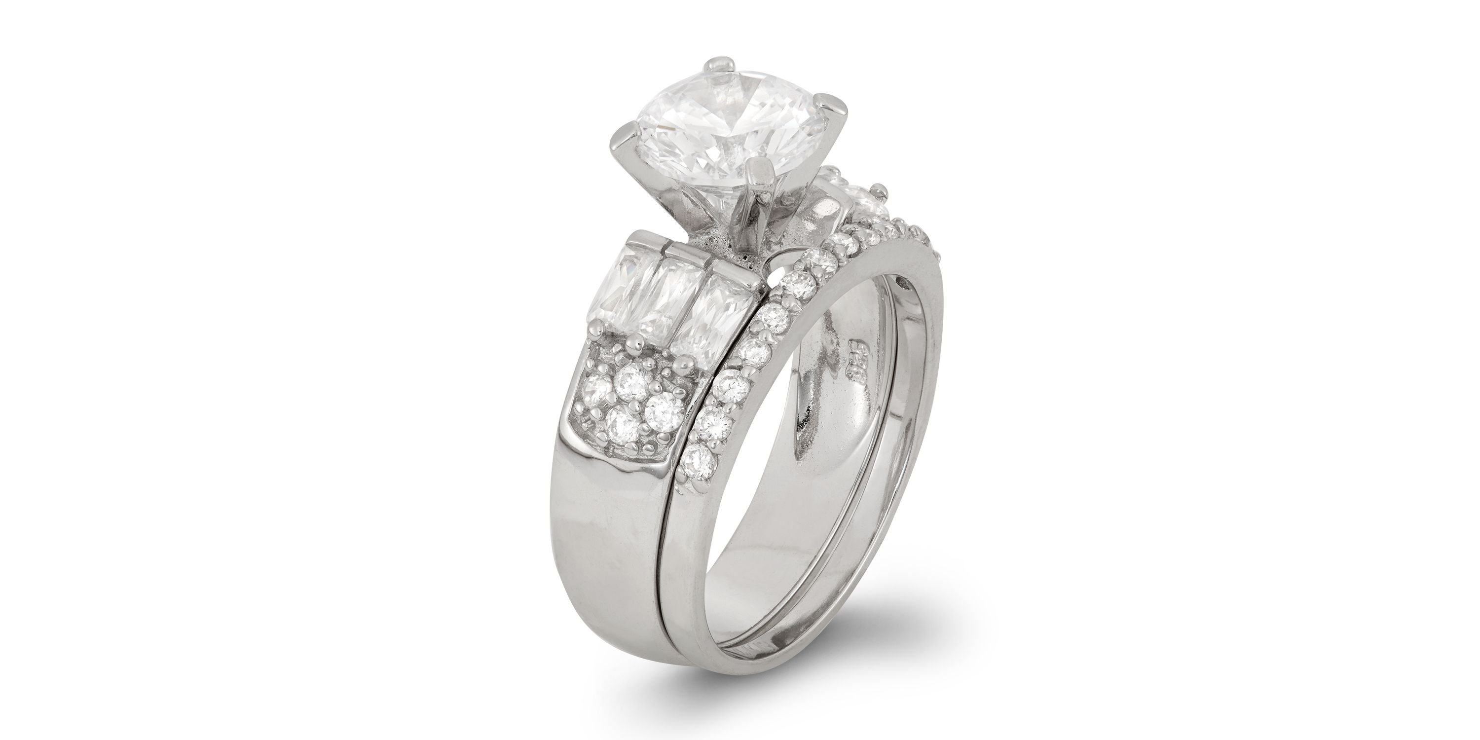 Lab Created Sterling Silver White Cz Halo Stackable Ring
