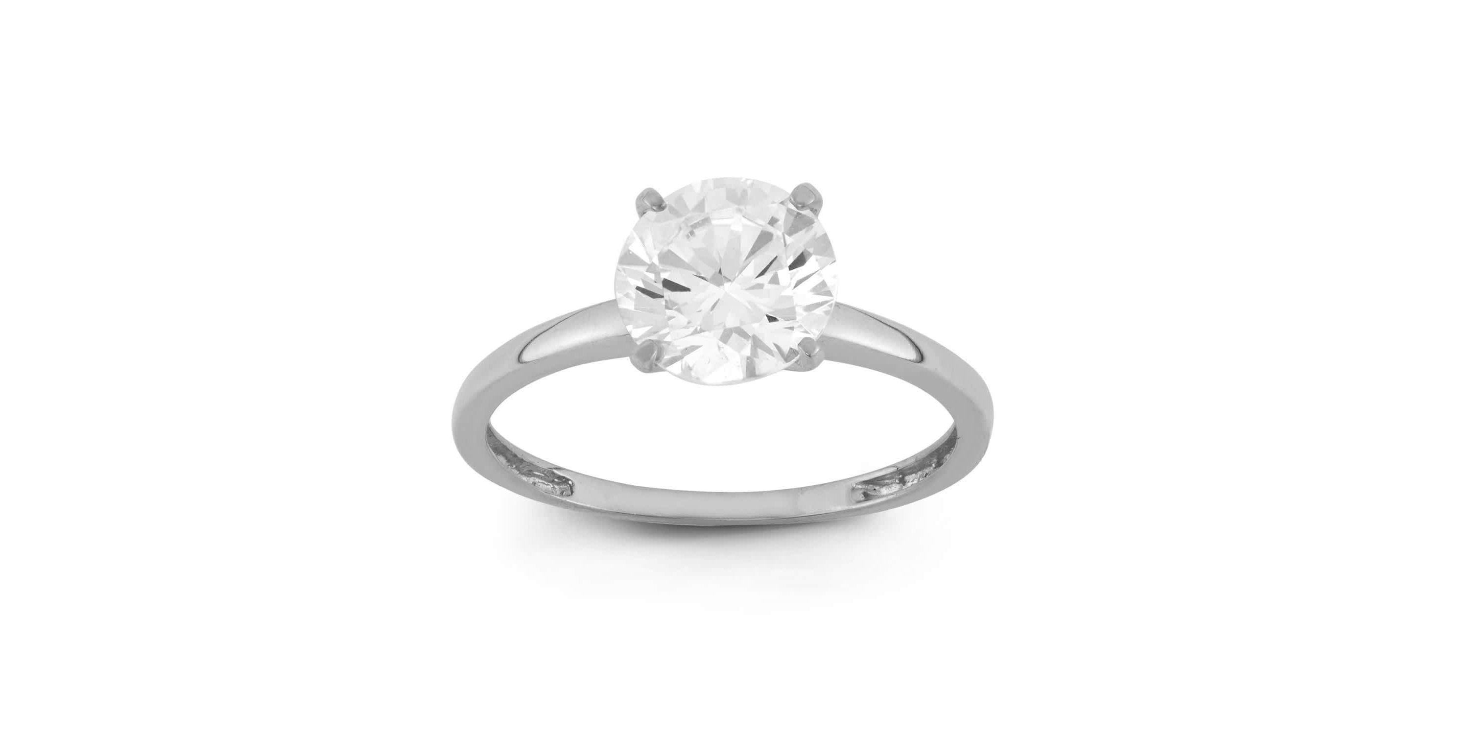 Lab Created 10K White Gold 8mm Round Cz Ring