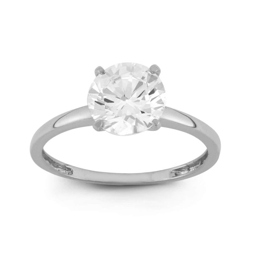 Lab Created 10K White Gold 8mm Round Cz Ring