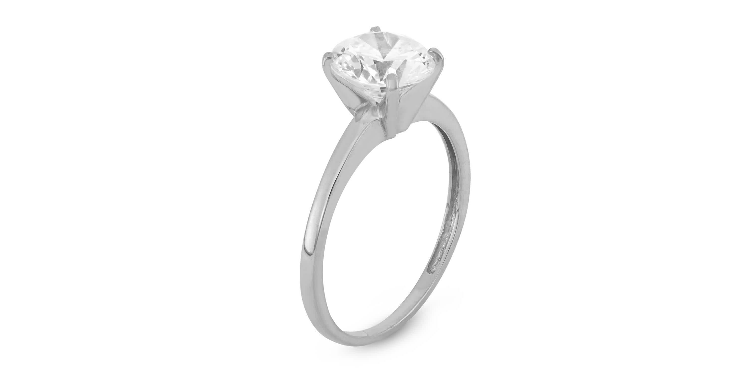 Lab Created 10K White Gold 8mm Round Cz Ring