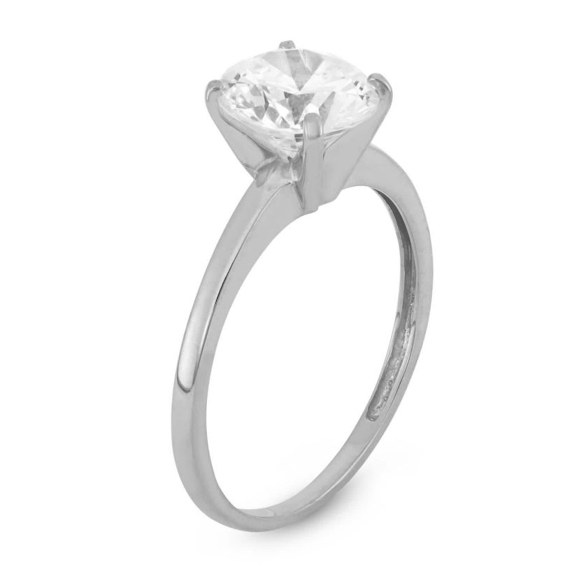 Lab Created 10K White Gold 8mm Round Cz Ring