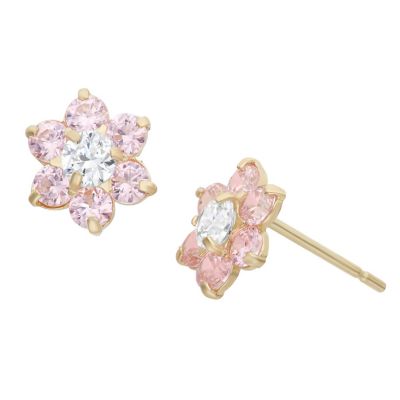 Jordan Blue NYC Lab Created 14K Gold Children's Cubic Zirconia Earrings