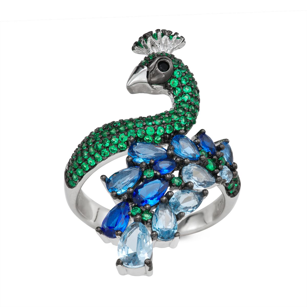 Lab Created Sterling Silver Cz Peacock Ring
