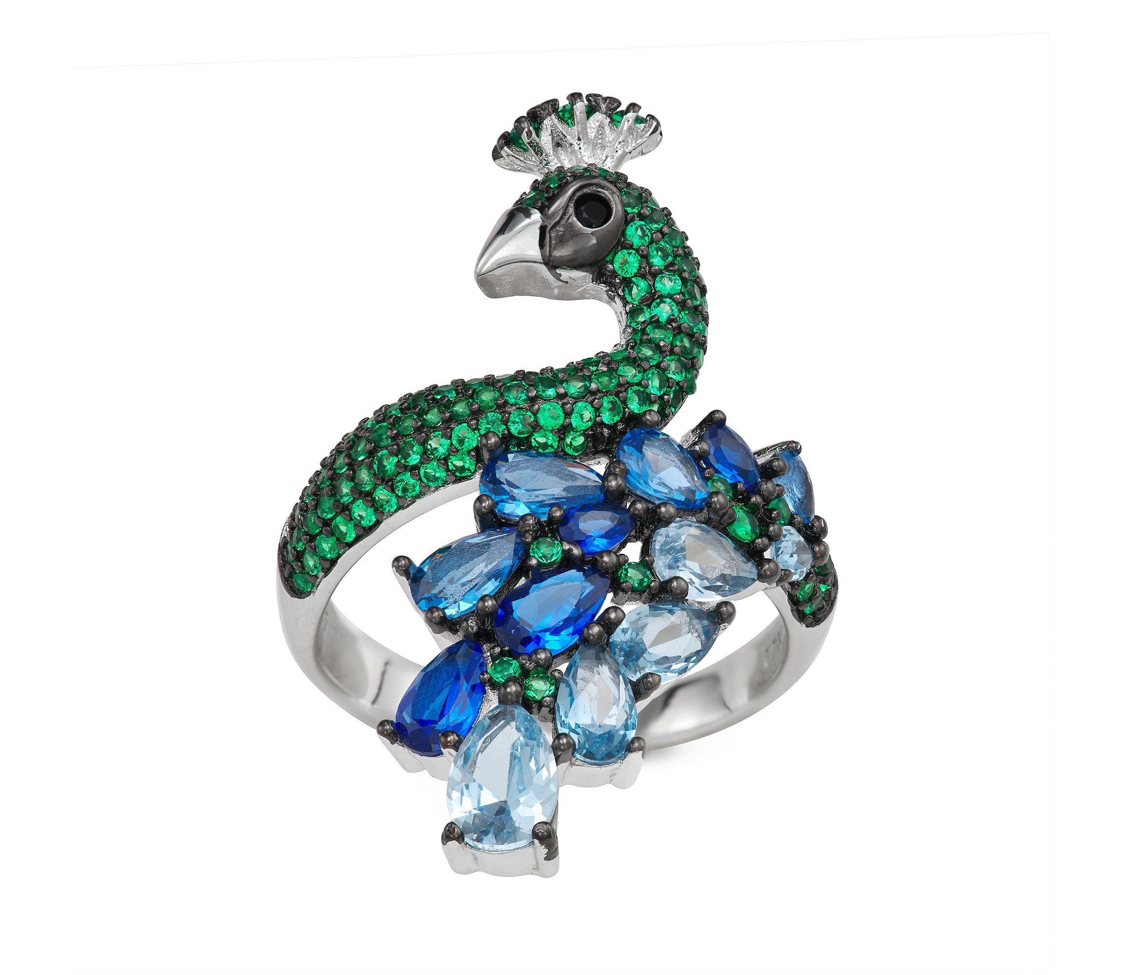 Lab Created Sterling Silver Cz Peacock Ring