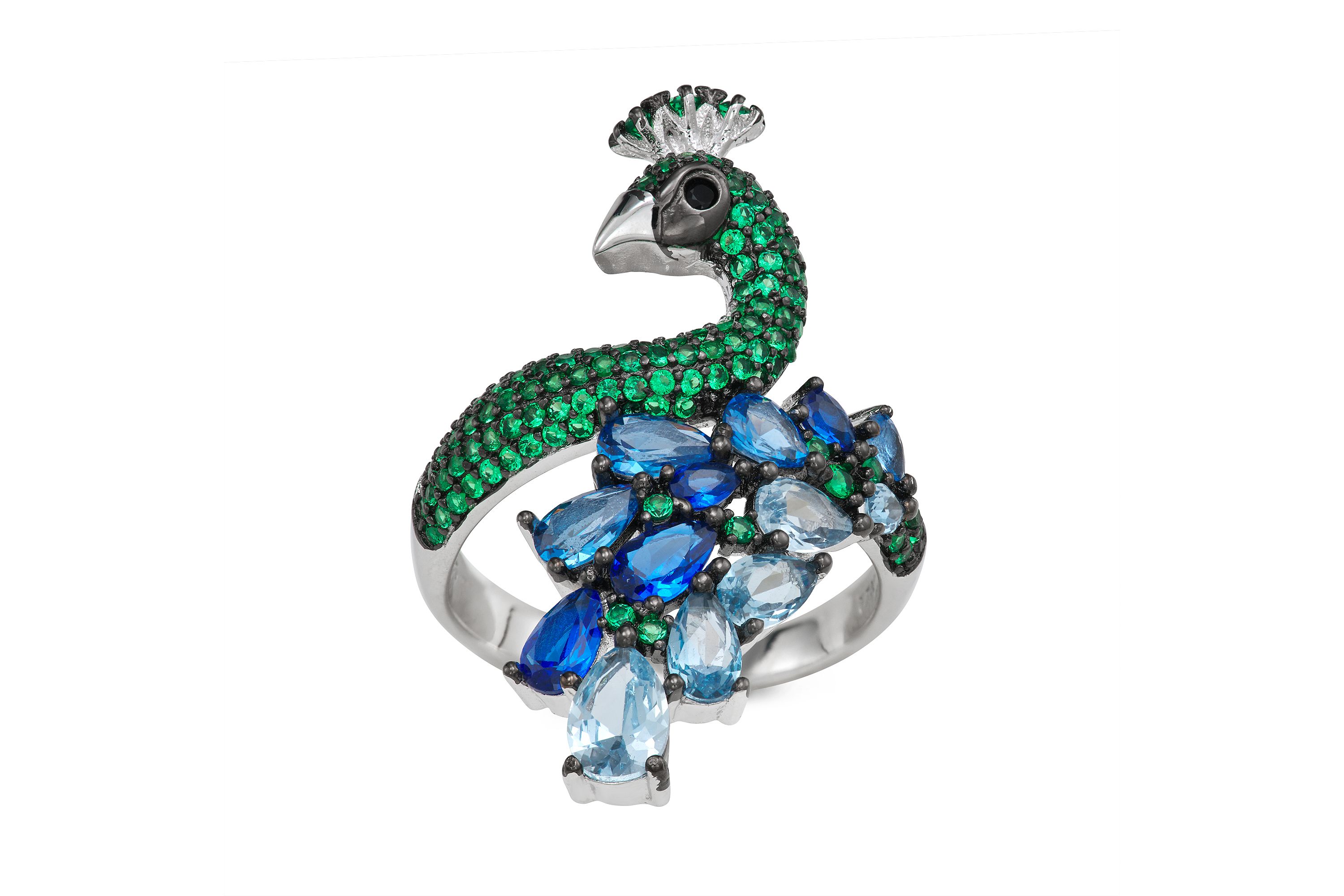 Lab Created Sterling Silver Cz Peacock Ring