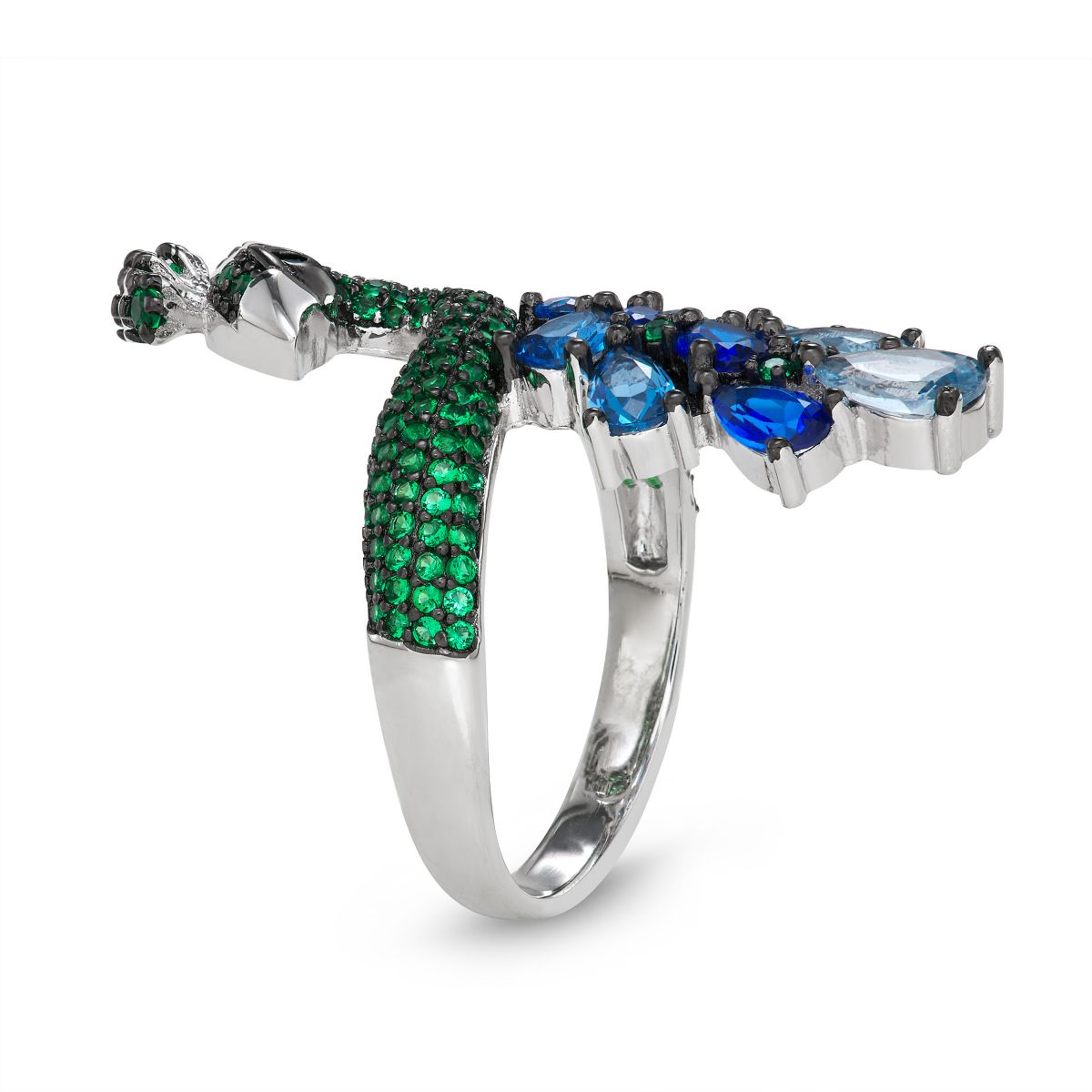 Lab Created Sterling Silver Cz Peacock Ring