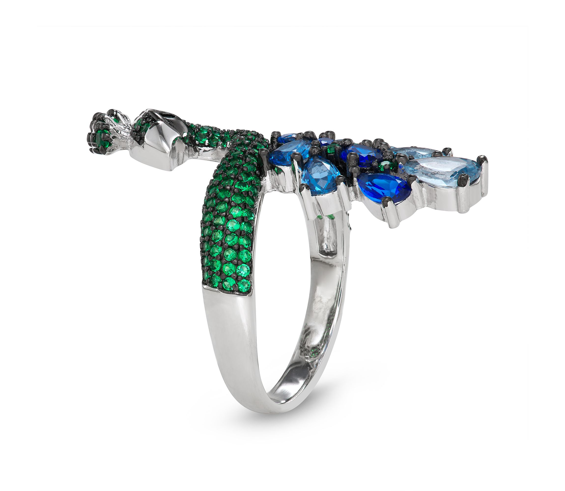 Lab Created Sterling Silver Cz Peacock Ring