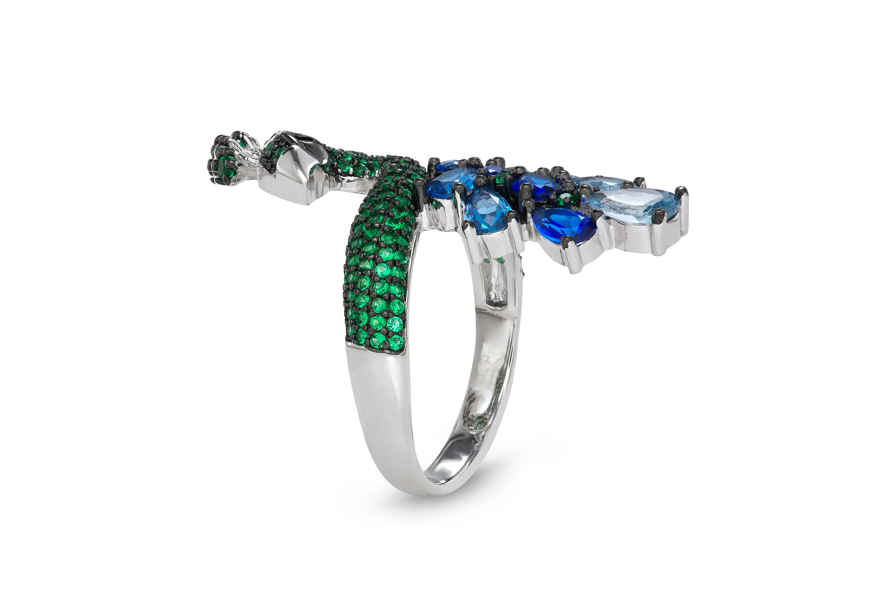 Lab Created Sterling Silver Cz Peacock Ring