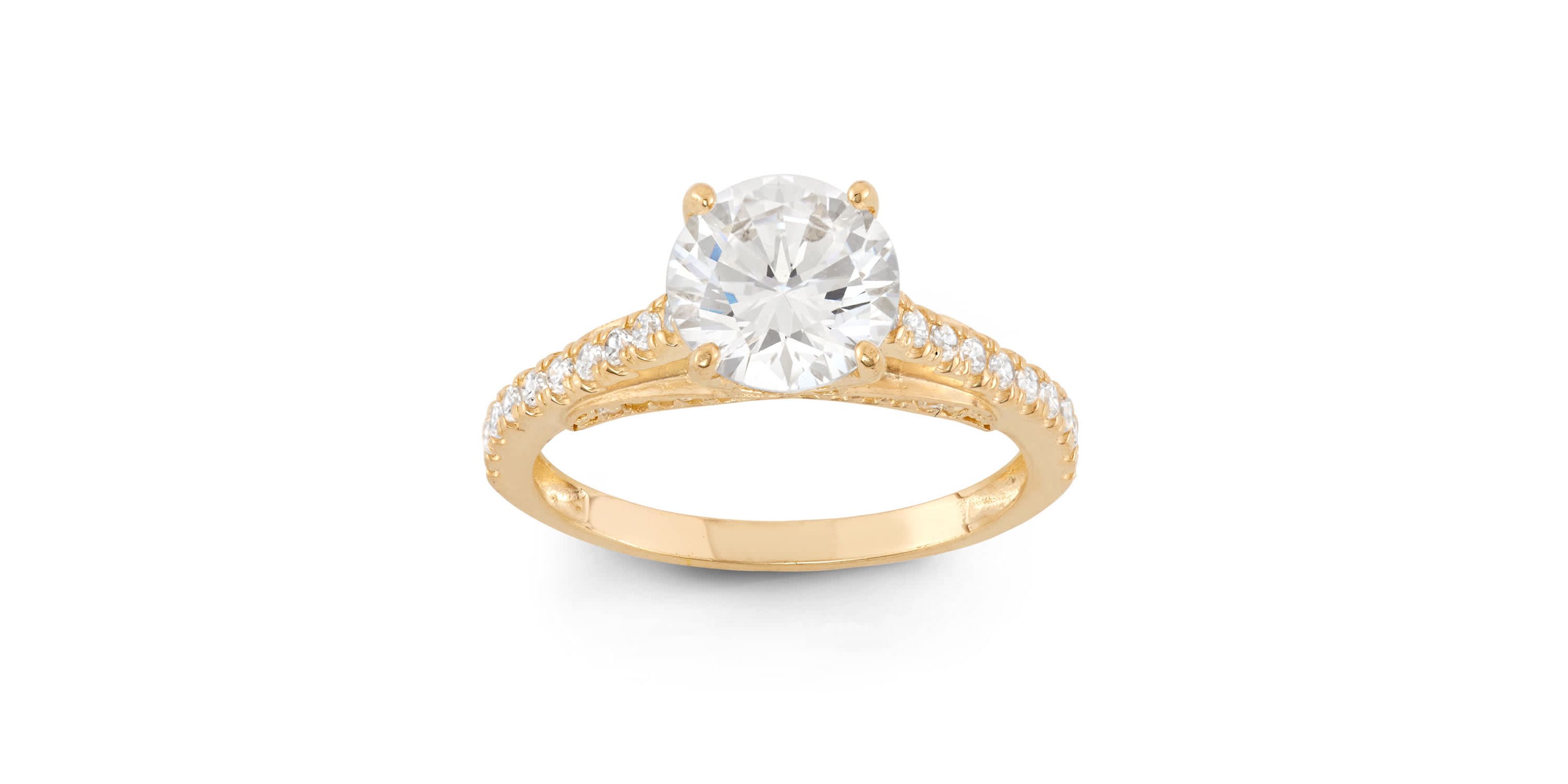 Lab Created 10K Gold 8mm Round Cz Ring
