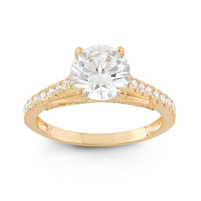 Lab Created 10K Gold 8mm Round Cz Ring
