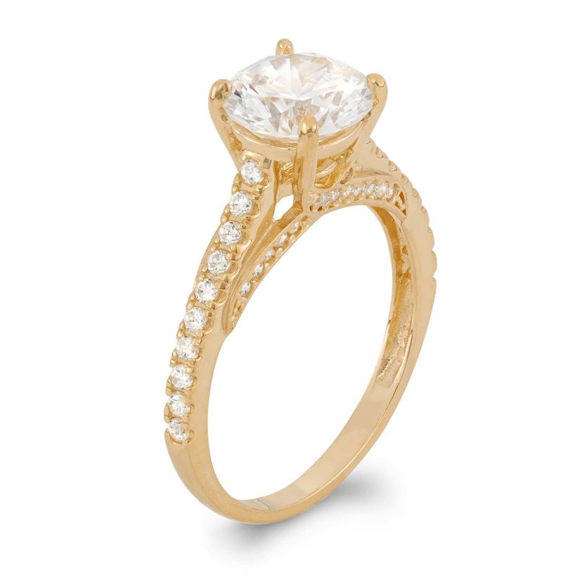 Lab Created 10K Gold 8mm Round Cz Ring