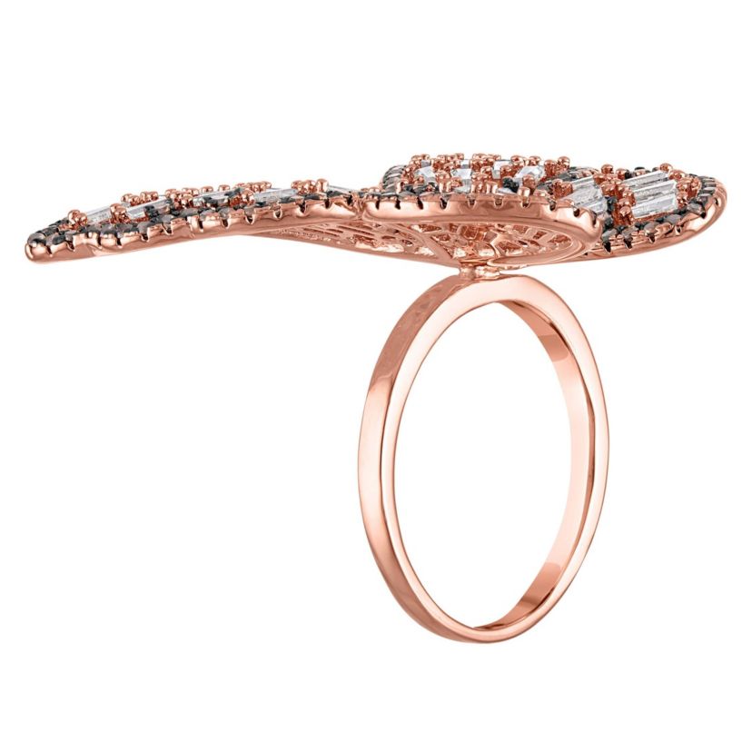 Lab Created Rose Gold Plated Cz Butterfly Statement Ring