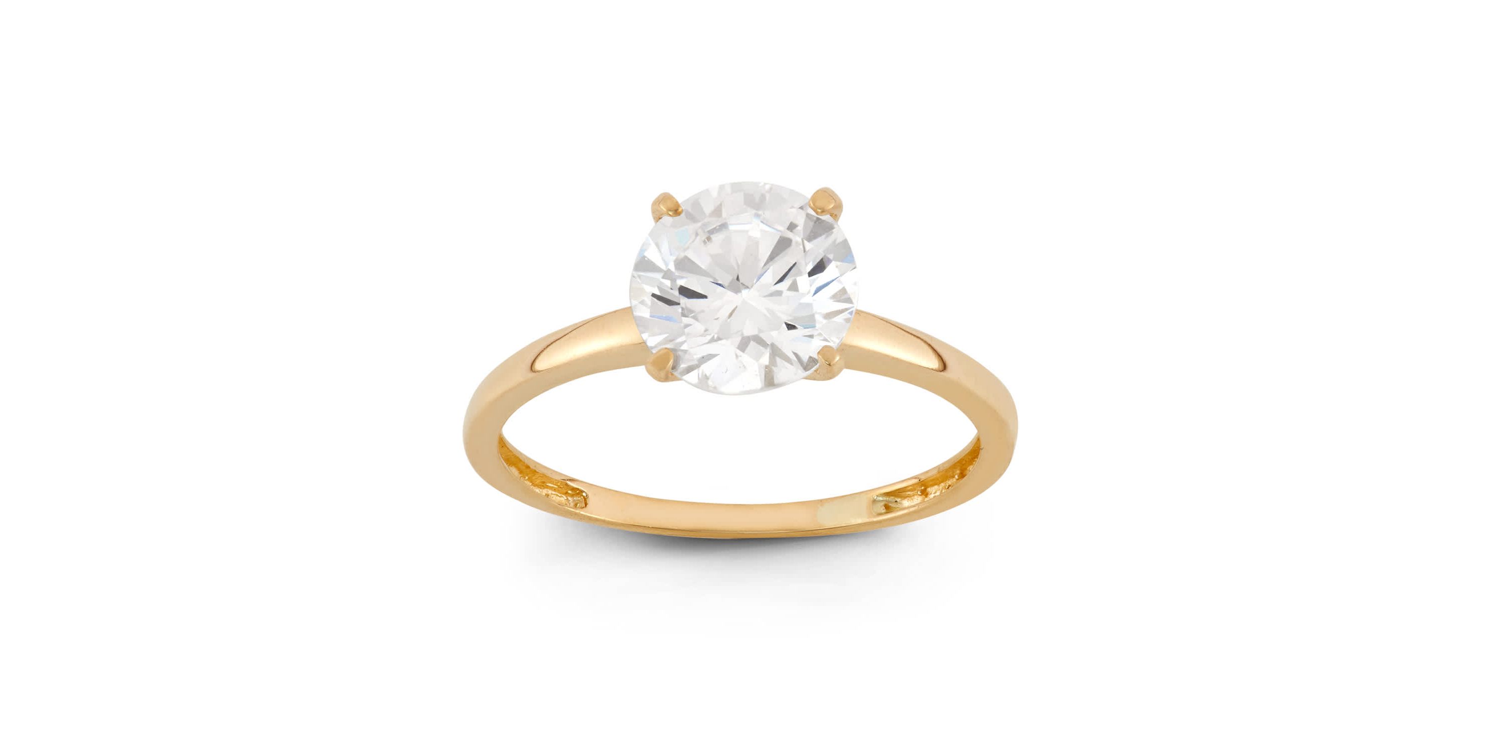 Lab Created 10K Gold 8mm Round Cz Ring