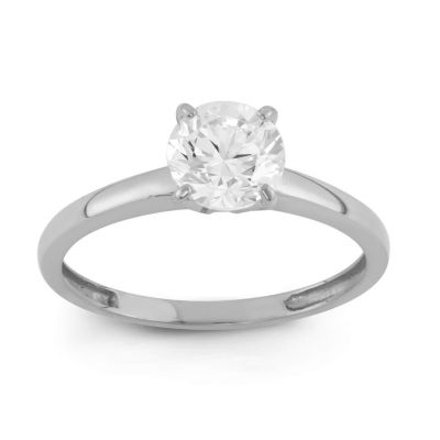 Jordan Blue NYC Lab Created 10K White Gold 6.5mm Round Cz Ring
