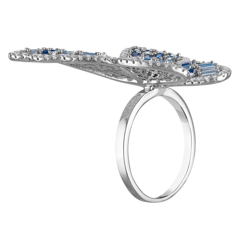 Lab Created Silver Plated Cz Butterfly Statement Ring