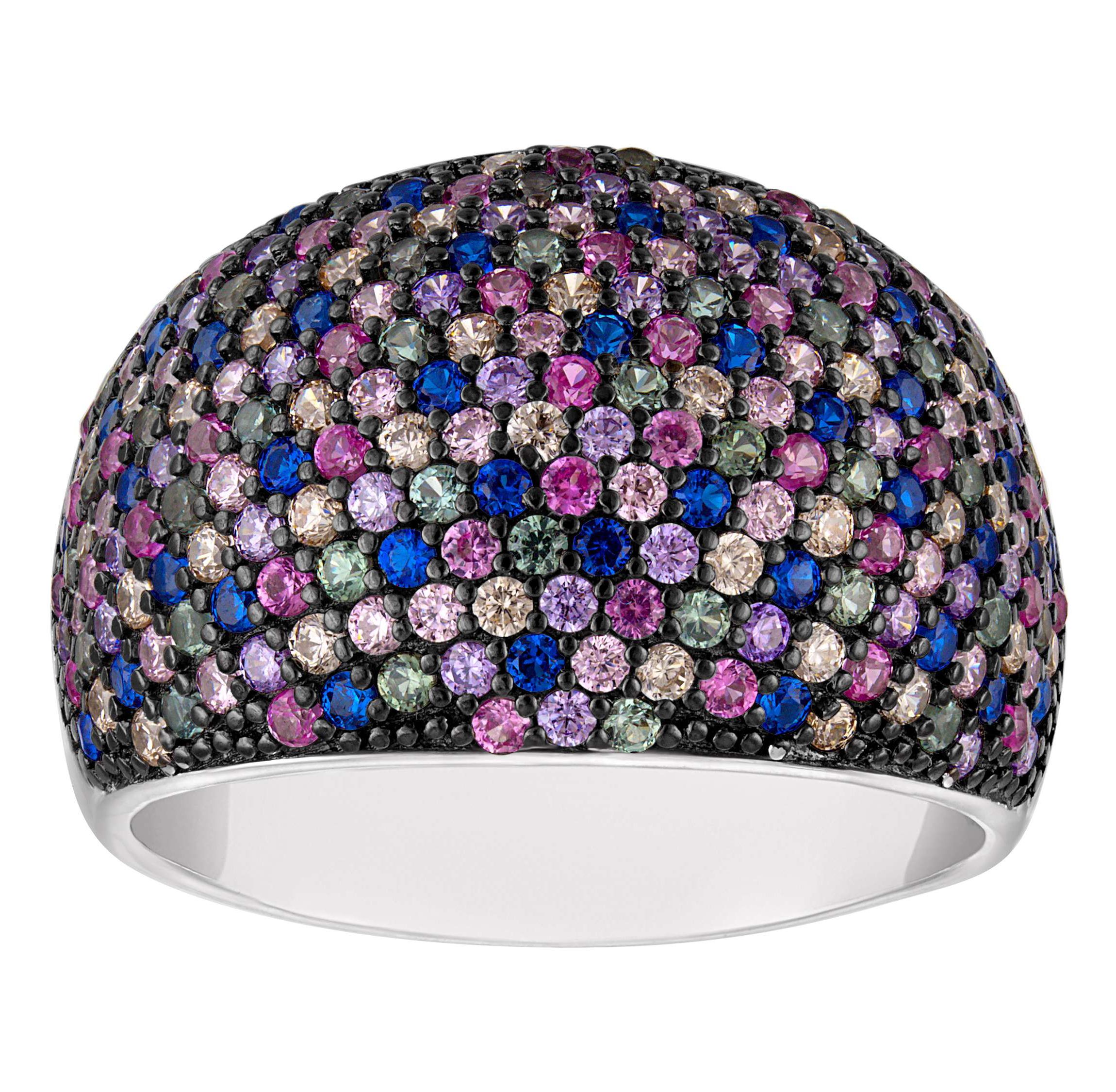 Lab Created Sterling Silver Multi-Color Cz Ring