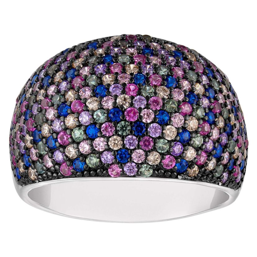 Lab Created Sterling Silver Multi-Color Cz Ring