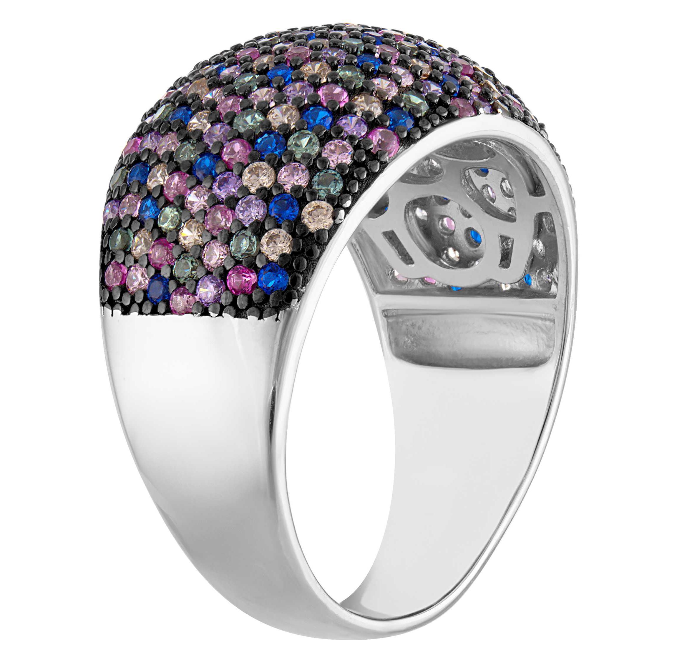 Lab Created Sterling Silver Multi-Color Cz Ring