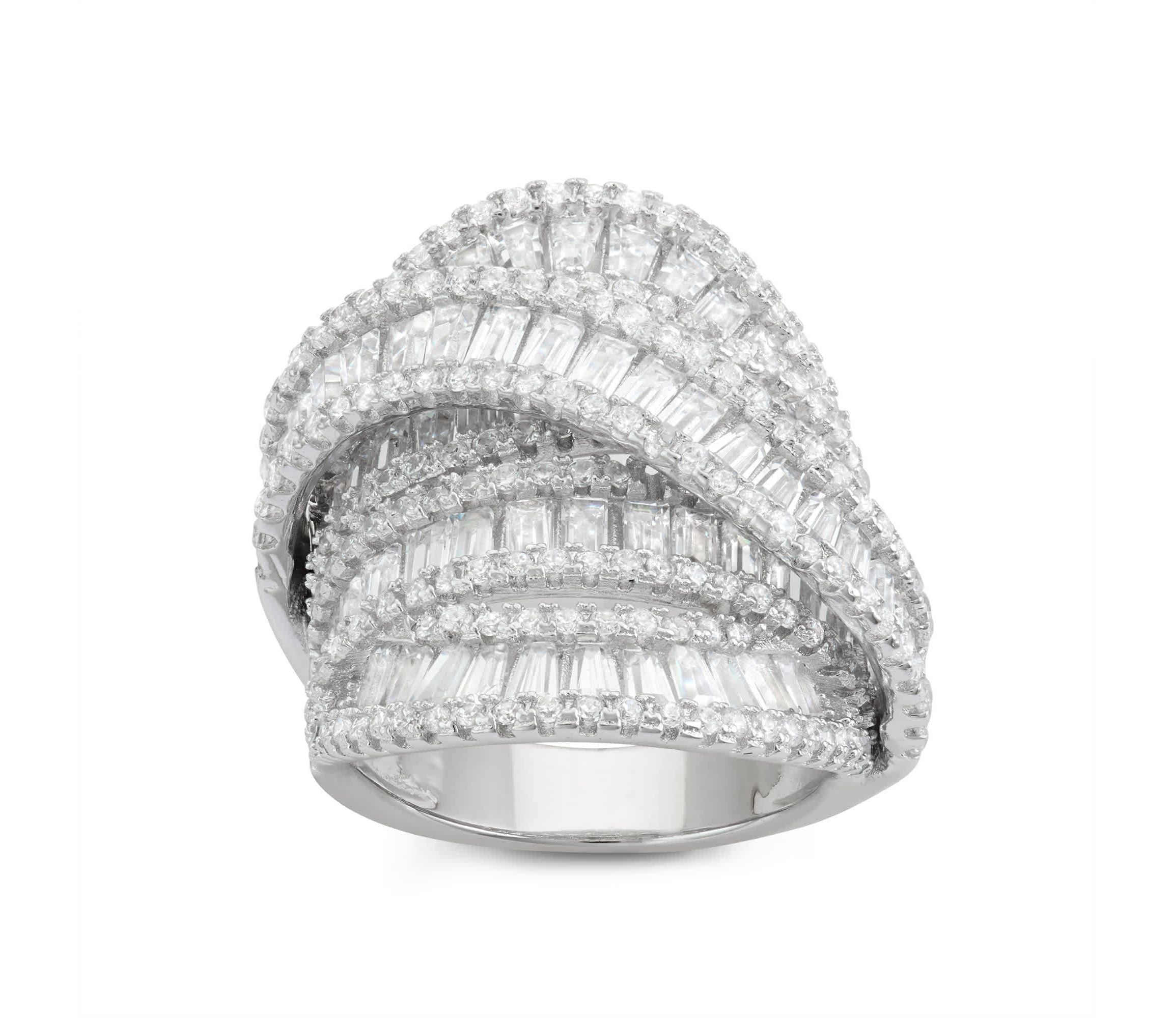 Lab Created Silver Plated Cz Statement Ring