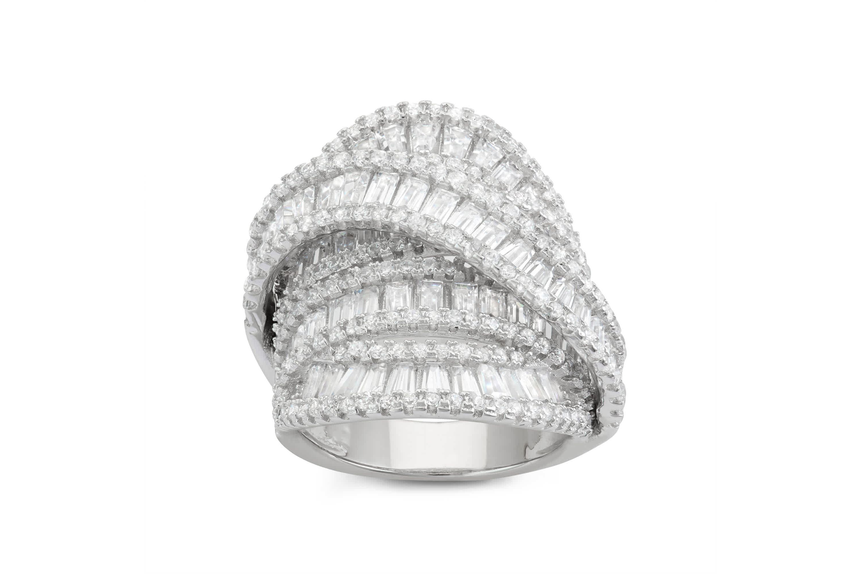 Lab Created Silver Plated Cz Statement Ring