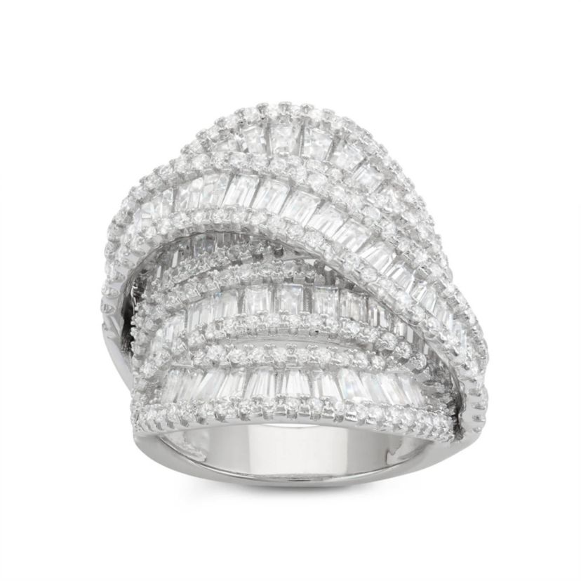 Lab Created Silver Plated Cz Statement Ring