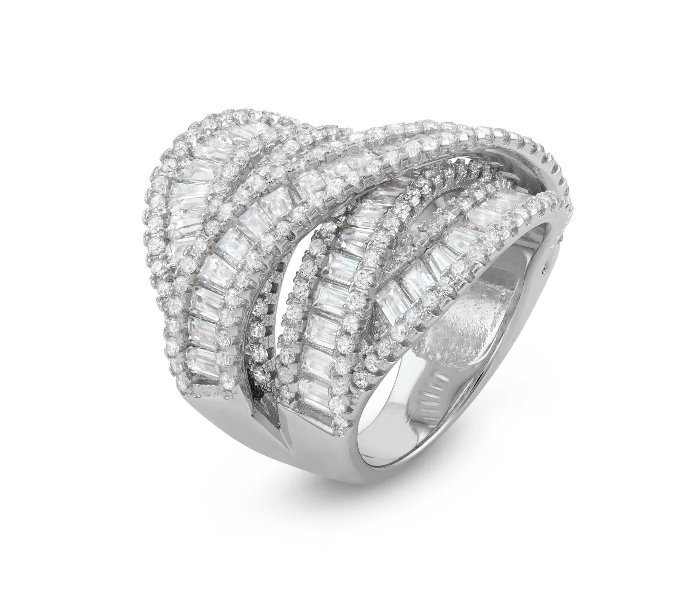Lab Created Silver Plated Cz Statement Ring