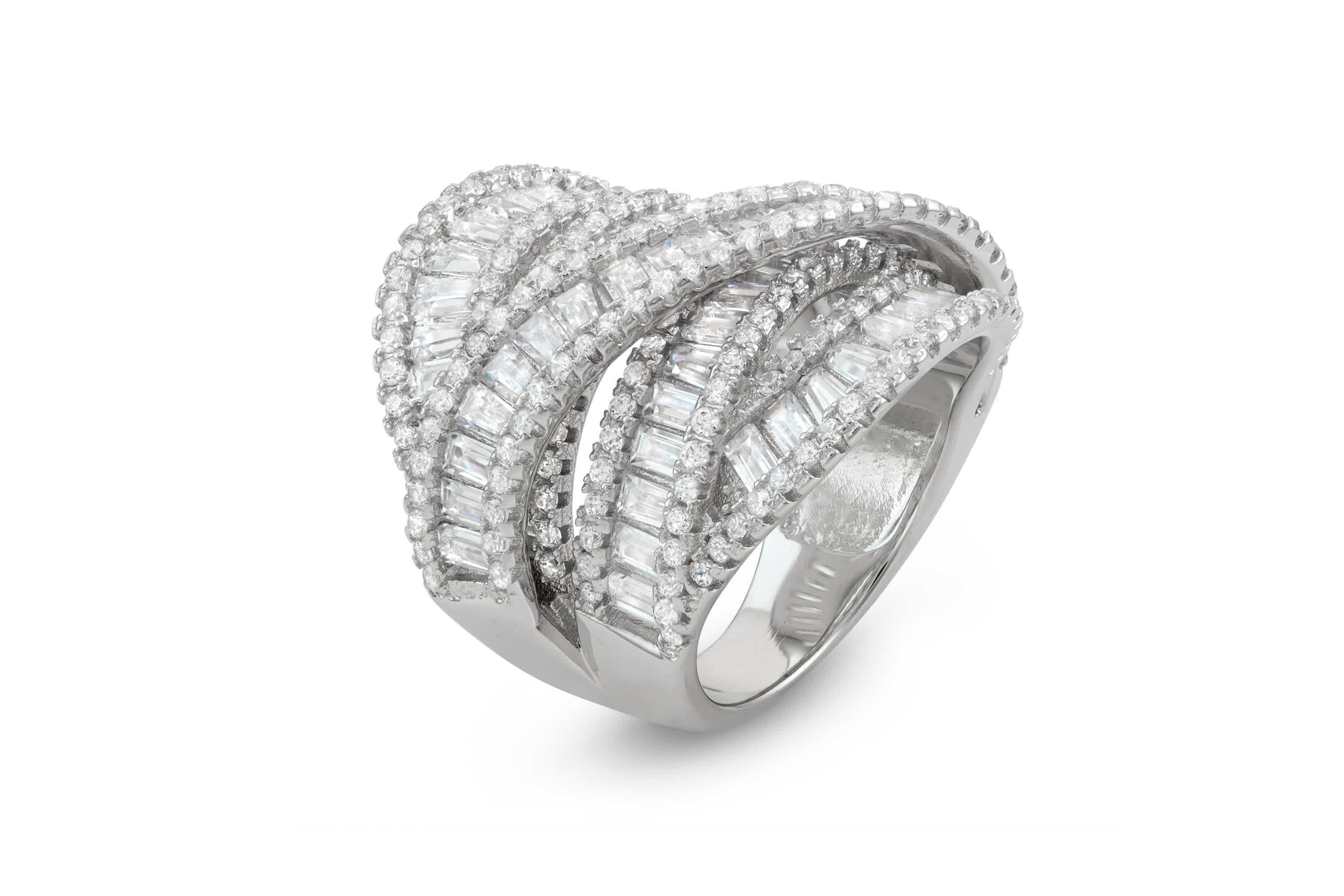 Lab Created Silver Plated Cz Statement Ring