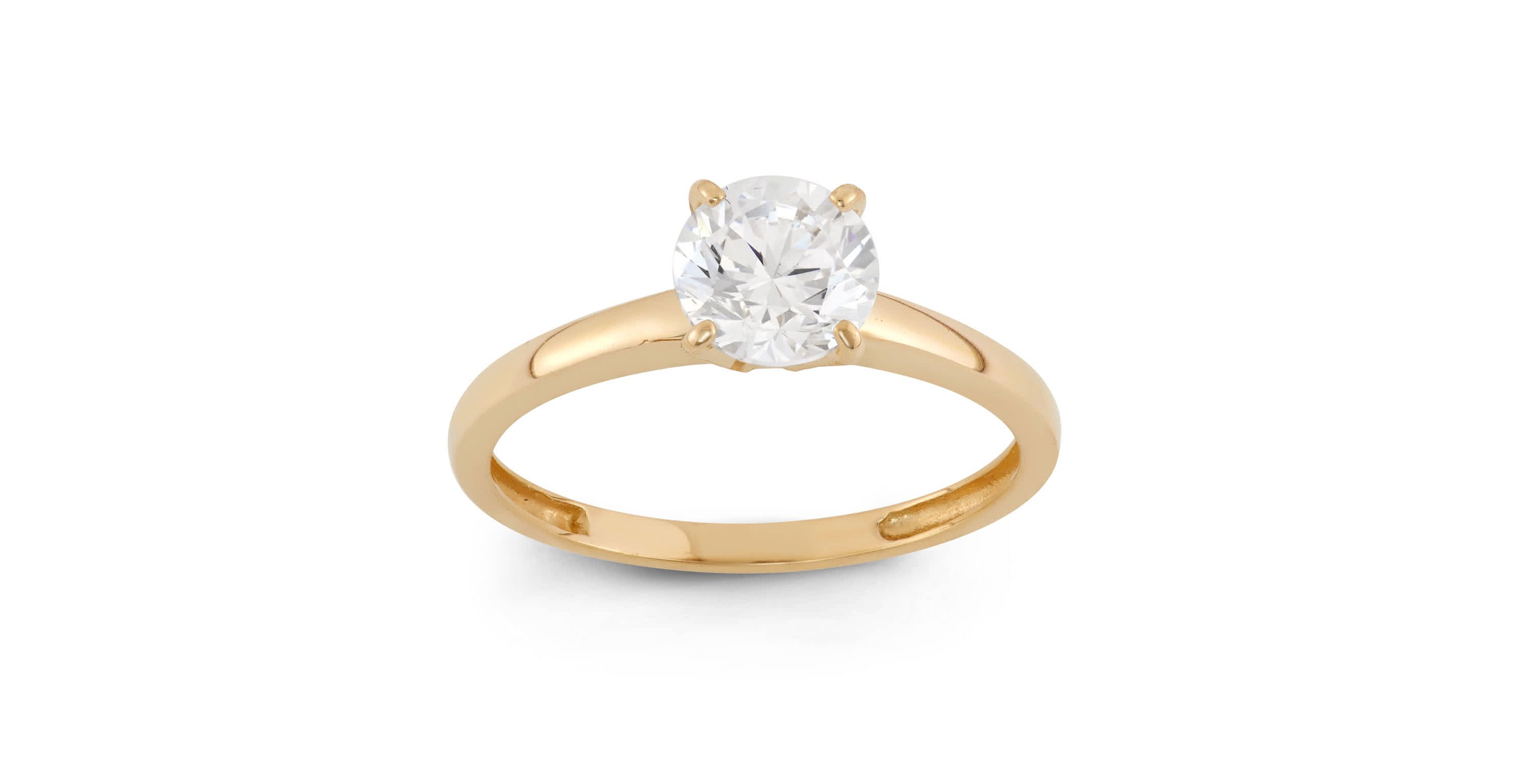 Lab Created 10K Gold 6.5mm Round Cz Ring