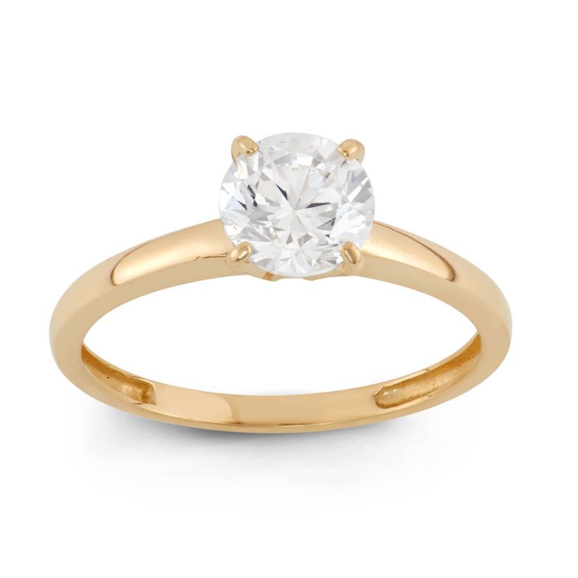 Lab Created 10K Gold 6.5mm Round Cz Ring