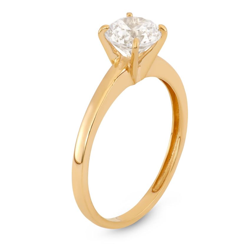 Lab Created 10K Gold 6.5mm Round Cz Ring
